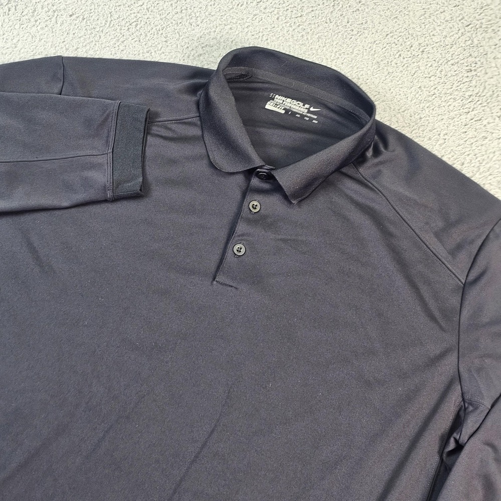 Nike Golf Polo Shirt Mens 2XL Black Long Sleeve Dri-FIT Tour Performance